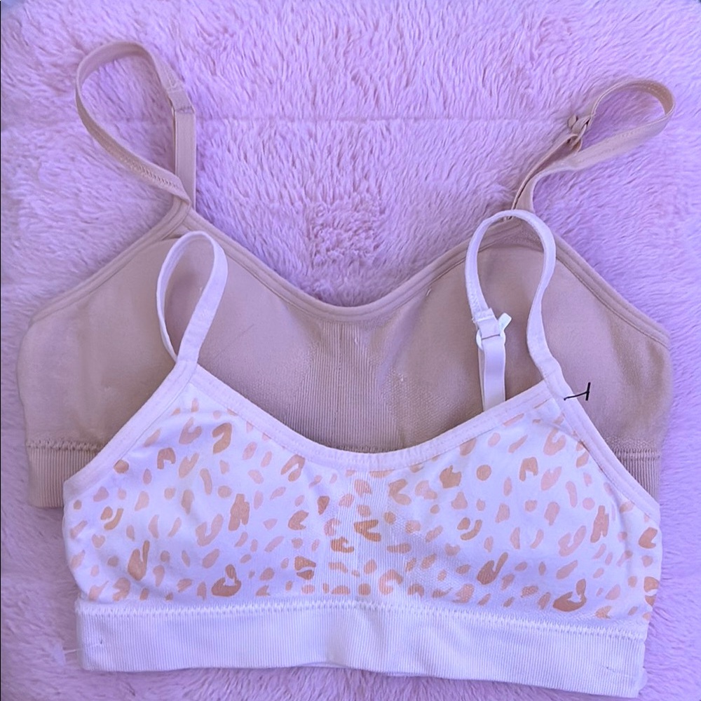 Kids bralette Set - Tan and White Leopard Print